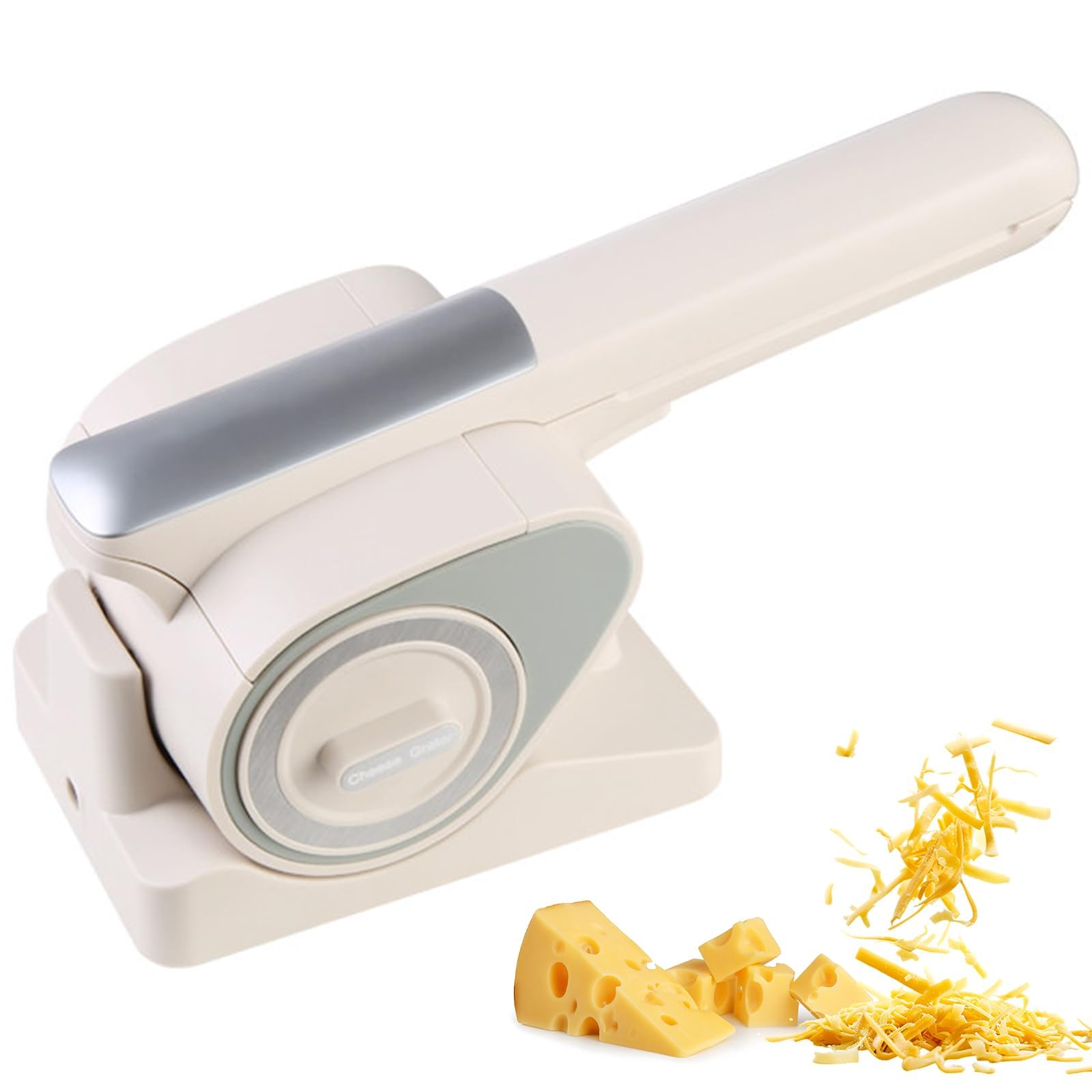 Kabellose elektrische Käsereibe, Handheld Rotary Slicer Shredder mit 2 Trommeln, Wiederaufladbare Automatische Reibe für Käse, Gemüse, Nüsse, Schokolade, 2 kg pro Ladung