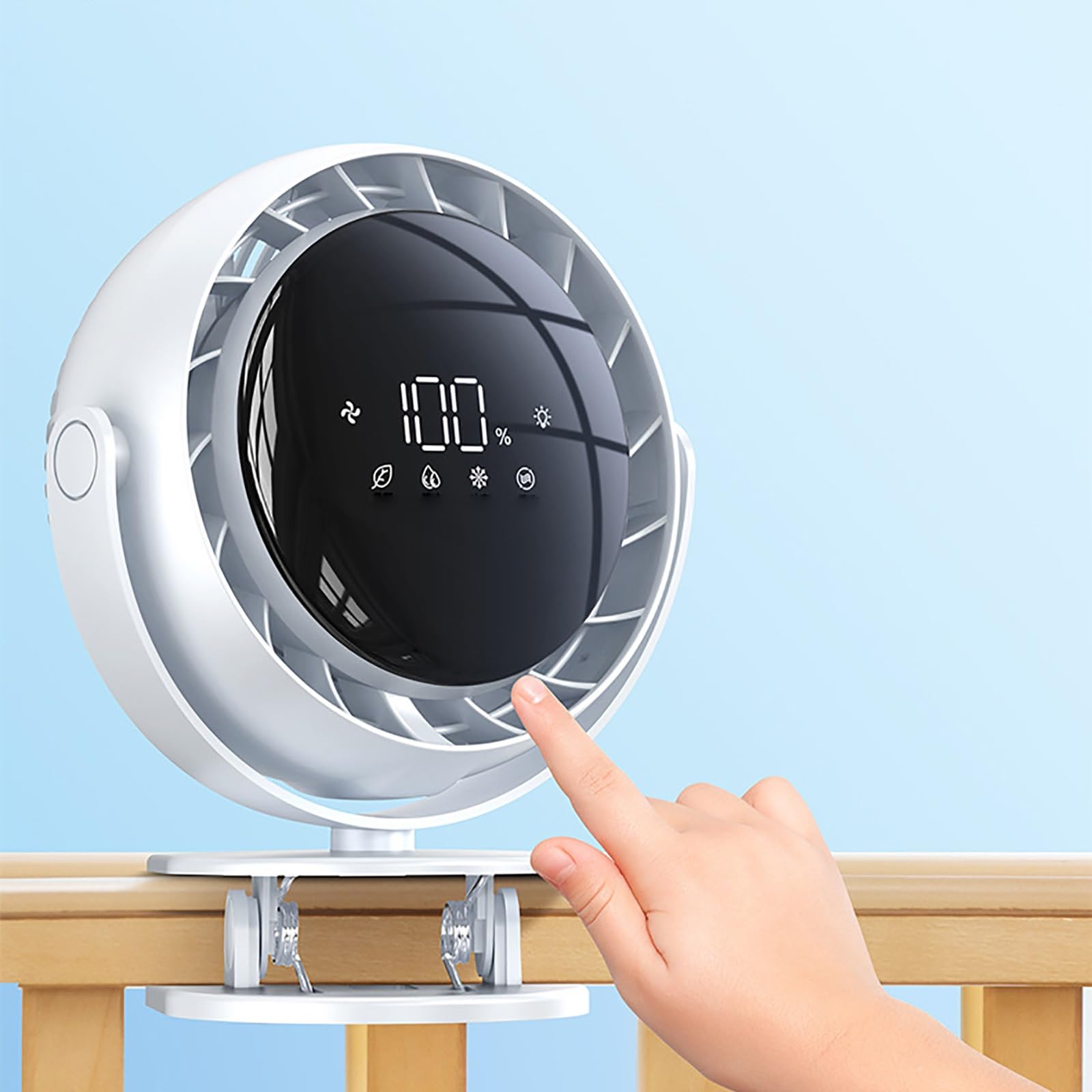 Ventilatore portatile ricaricabile con clip, ultra silenzioso, con forte flusso d'aria, 4 impostazioni di velocità, mini ventilatore USB per casa, ufficio e uso esterno (blu)