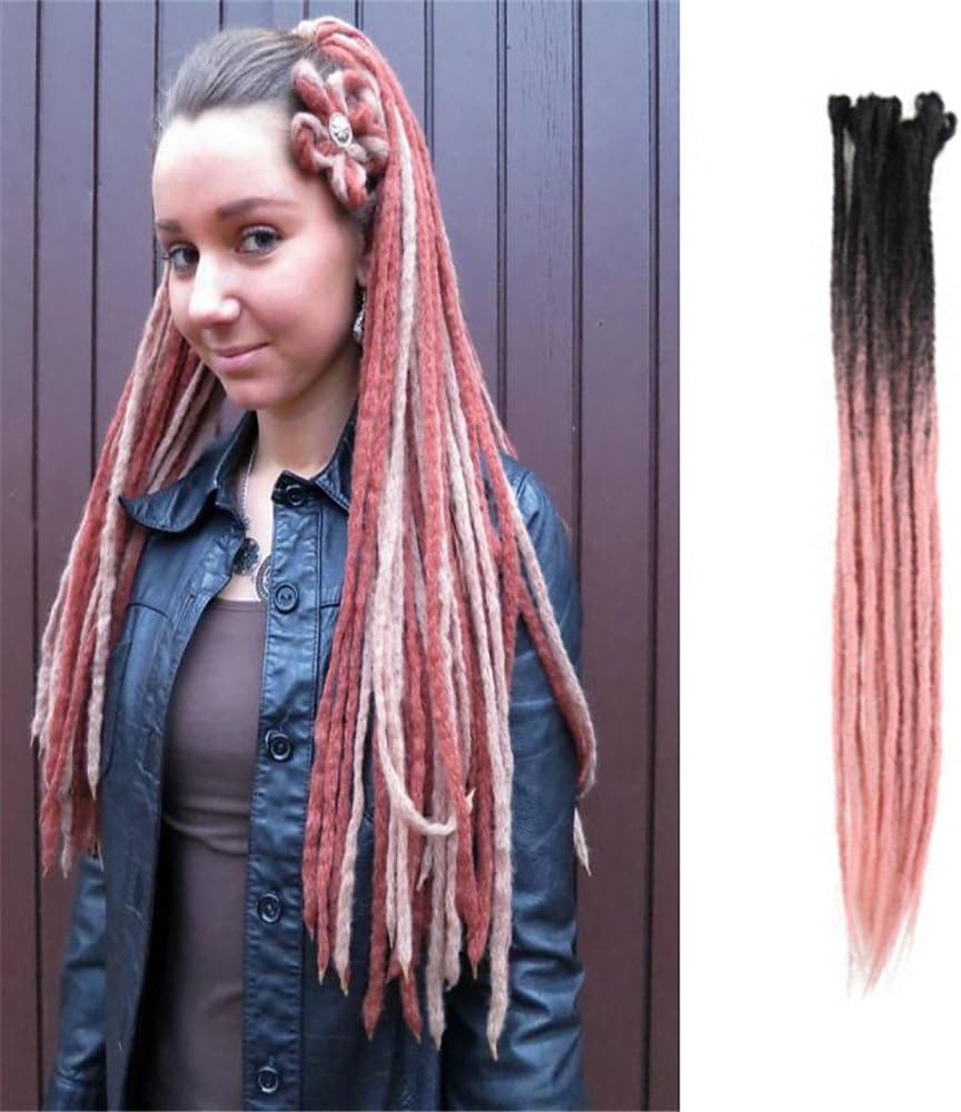 HAIQUAN 5Strands Handmade Dreadlocks Extensions Reggae Hair 22" Soft Faux Locs Crochet Twist Braiding Hair Ombre Chestnut Color