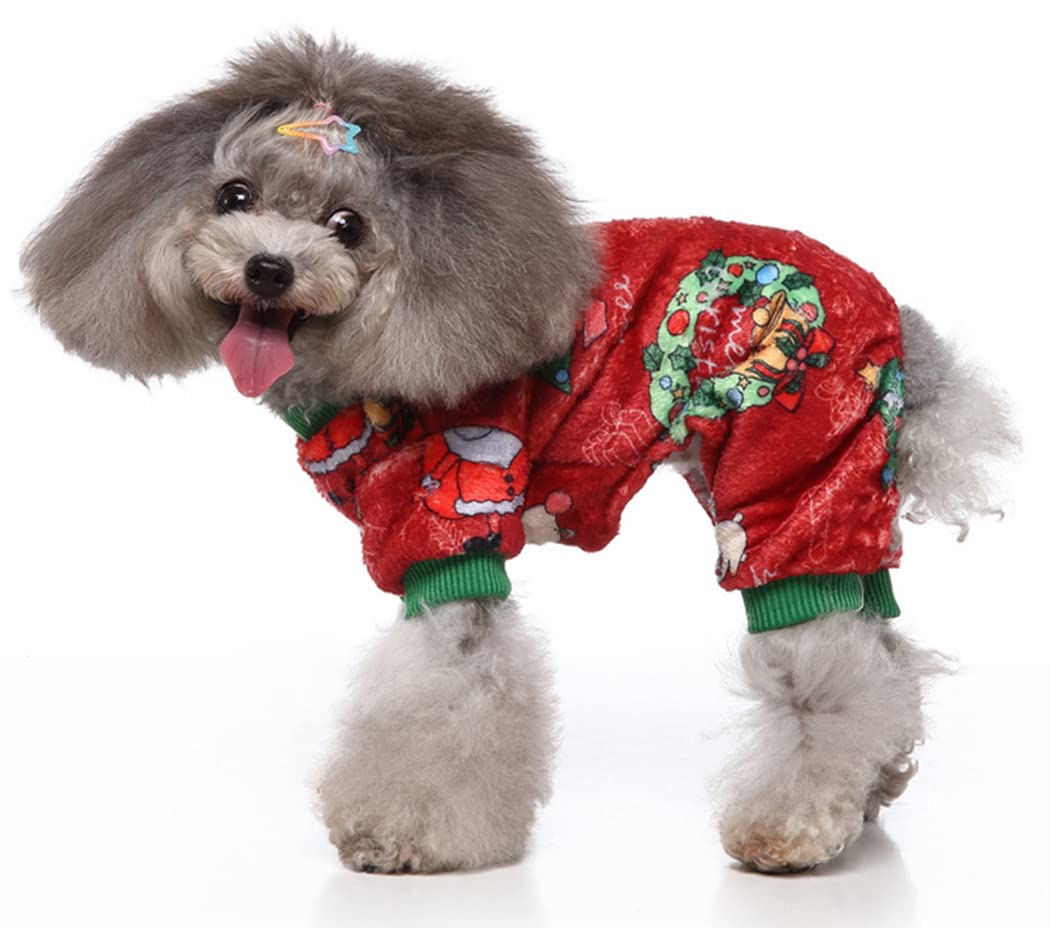 XIAOYU Christmas Dog Pajamas, Soft, Warm, for Pets Cat Clothing, Winter Holiday, Costumes for Small Dogs and Cats Christmas Circle, L - Image 3