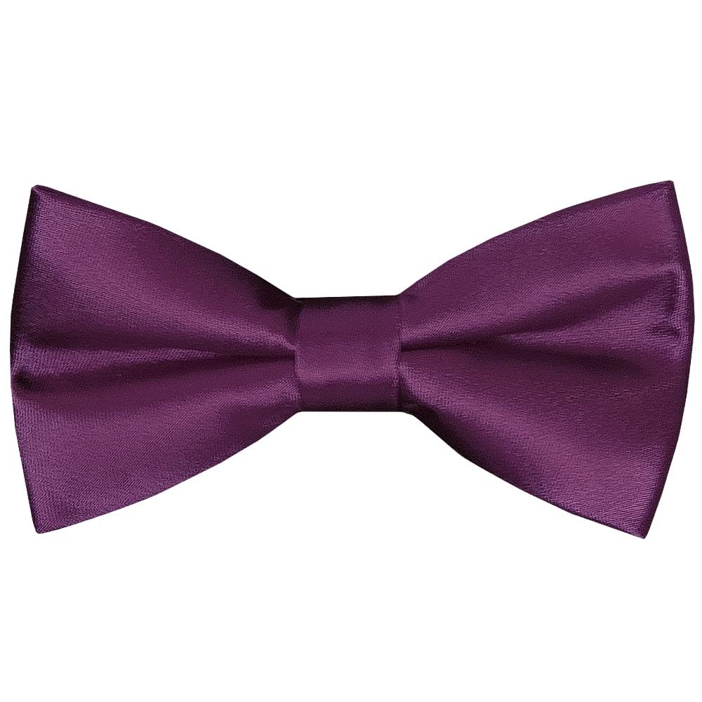 Ties R Us Boys Plum Pre Tied Satin Bow Tie Age 18 Months - 3 Years