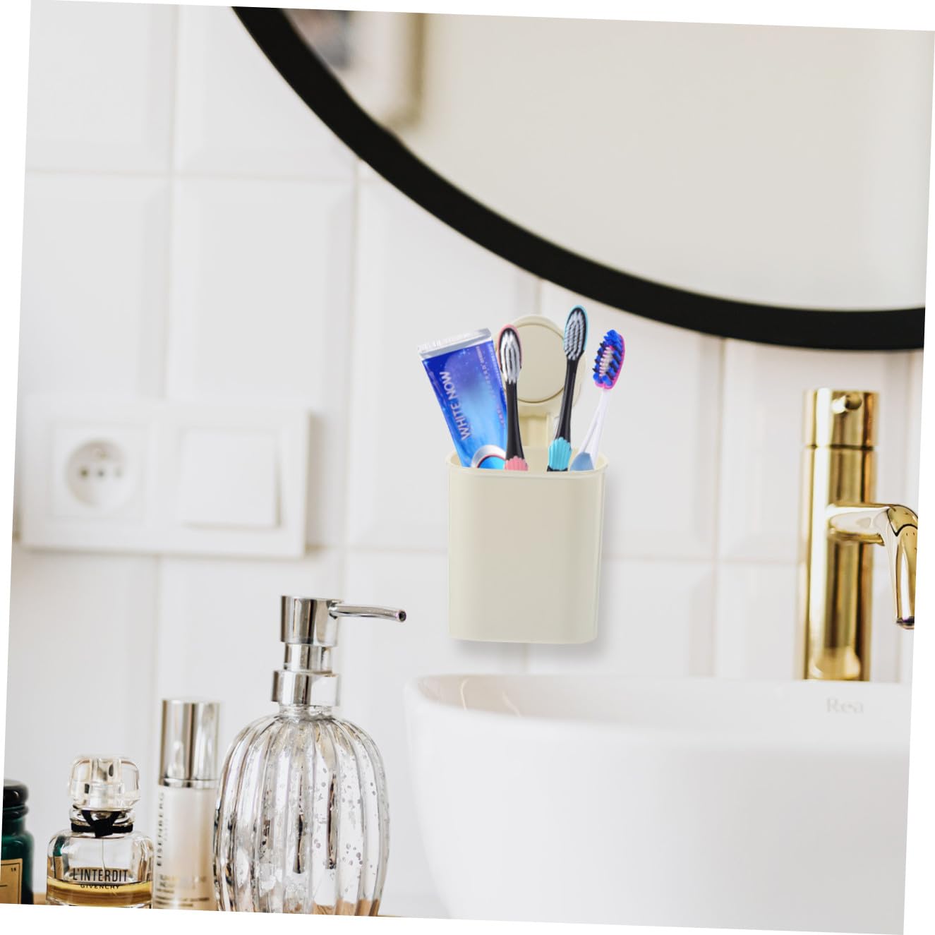 Cabilock Organizador De Cepillos De Dientes De Pared con Ventosa Estante De Baño Sin Taladros Soporte para Pasta De Dientes Y Accesorios De Cocina Instalación Y De 2 Piezas X 5