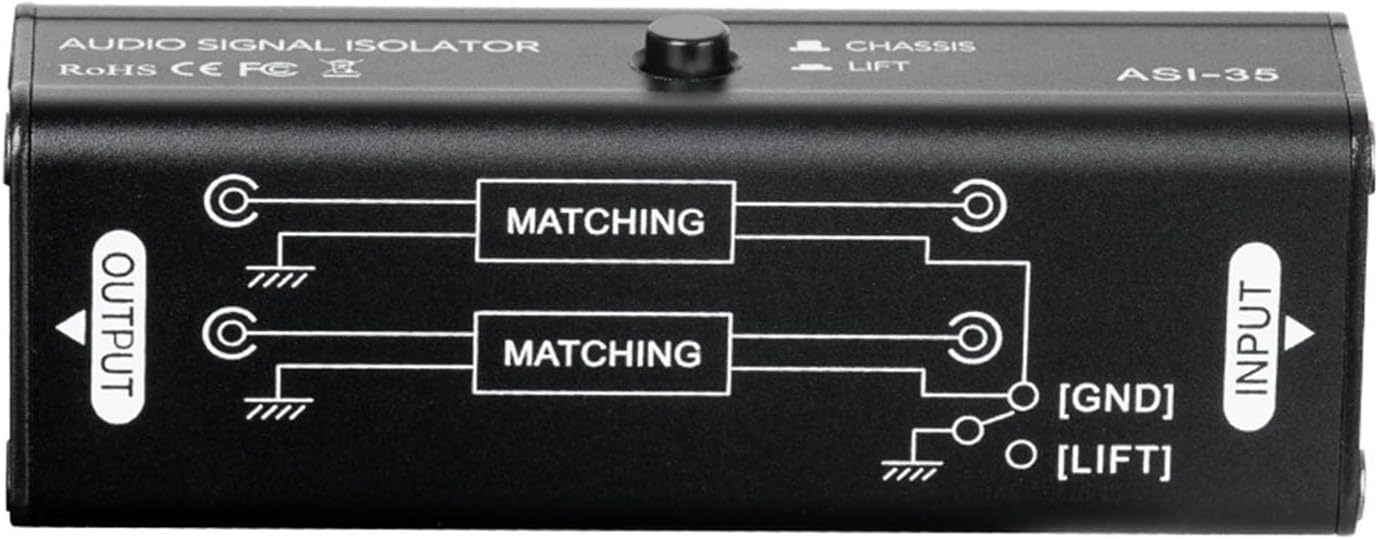 Yosoo Health Gear Noise Filter Hum Eliminator, Audio Signal Isolator Ground Loop 3.5mm Interface for HiFi Stereo Home Theater Car Player Plug Play Conference Microphones Mixing Consoles Players