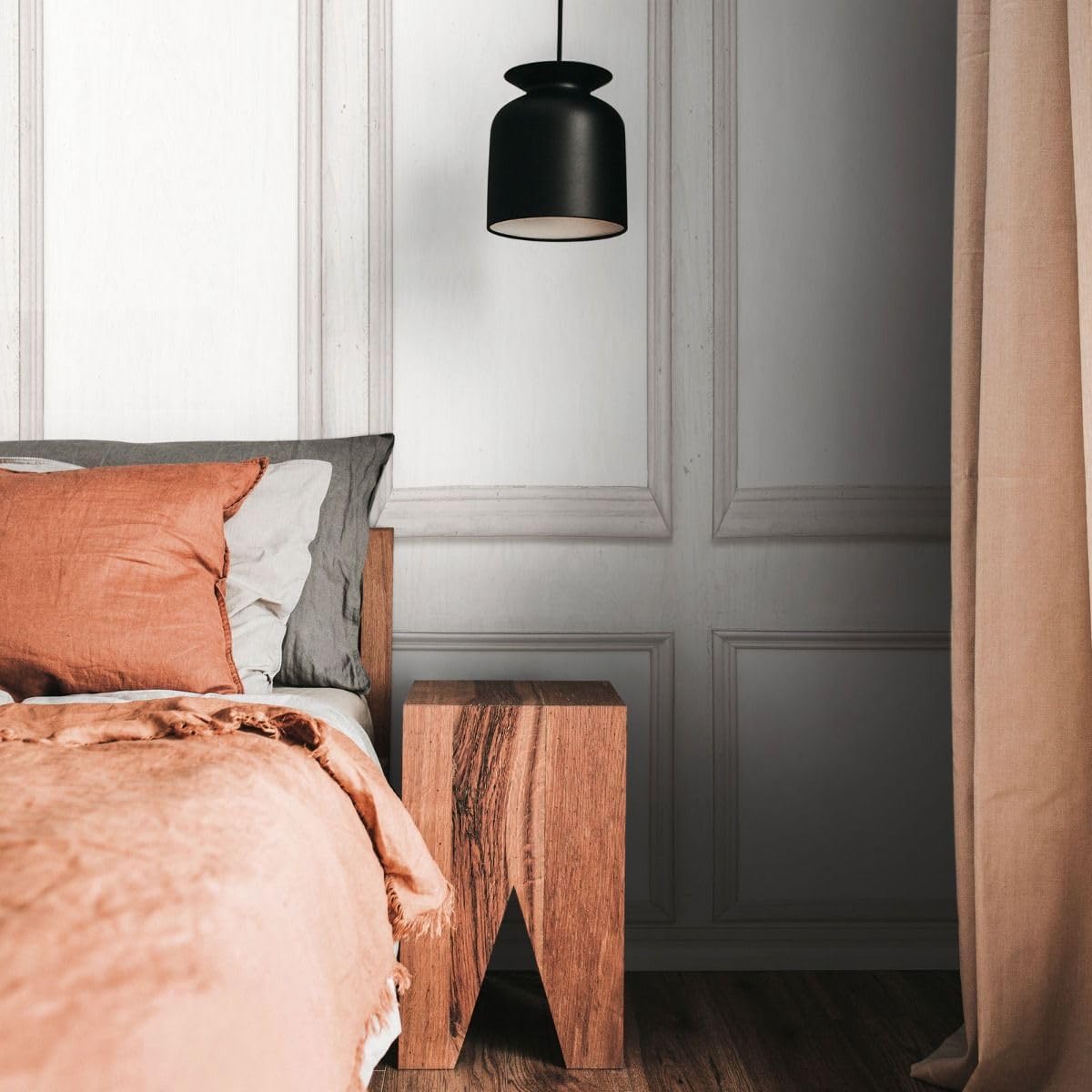 AS CREATION Wood Wall Panel 2 in 1 Vinyl Textured Wood Panel Effect Wallpaper Cream 39807-1