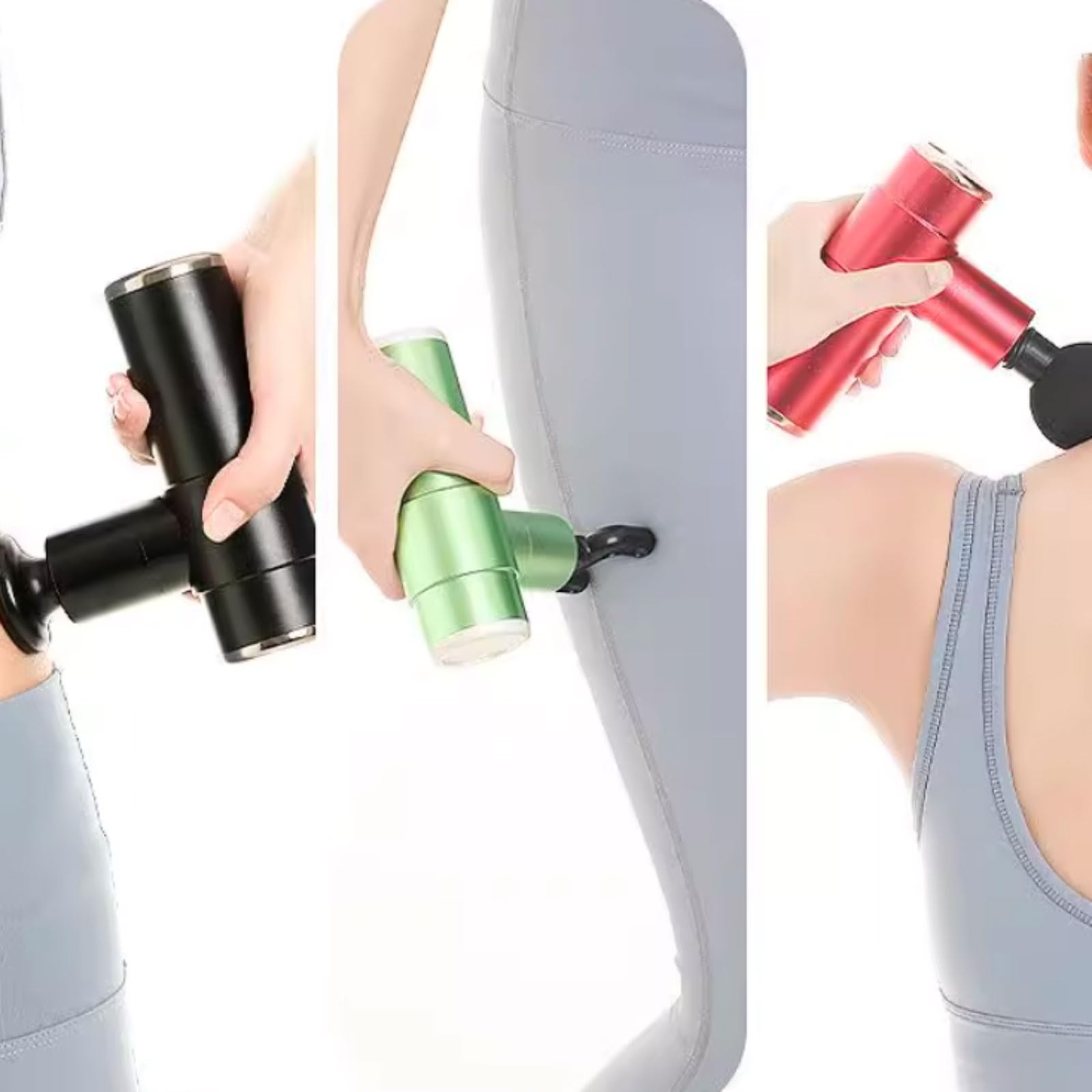 Przenośny plastikowy pistolet do masażu z 4 prędkościami i 4 głowicami do masażu, przenośny elektryczny masażer udarowy do całego ciała (Groen)