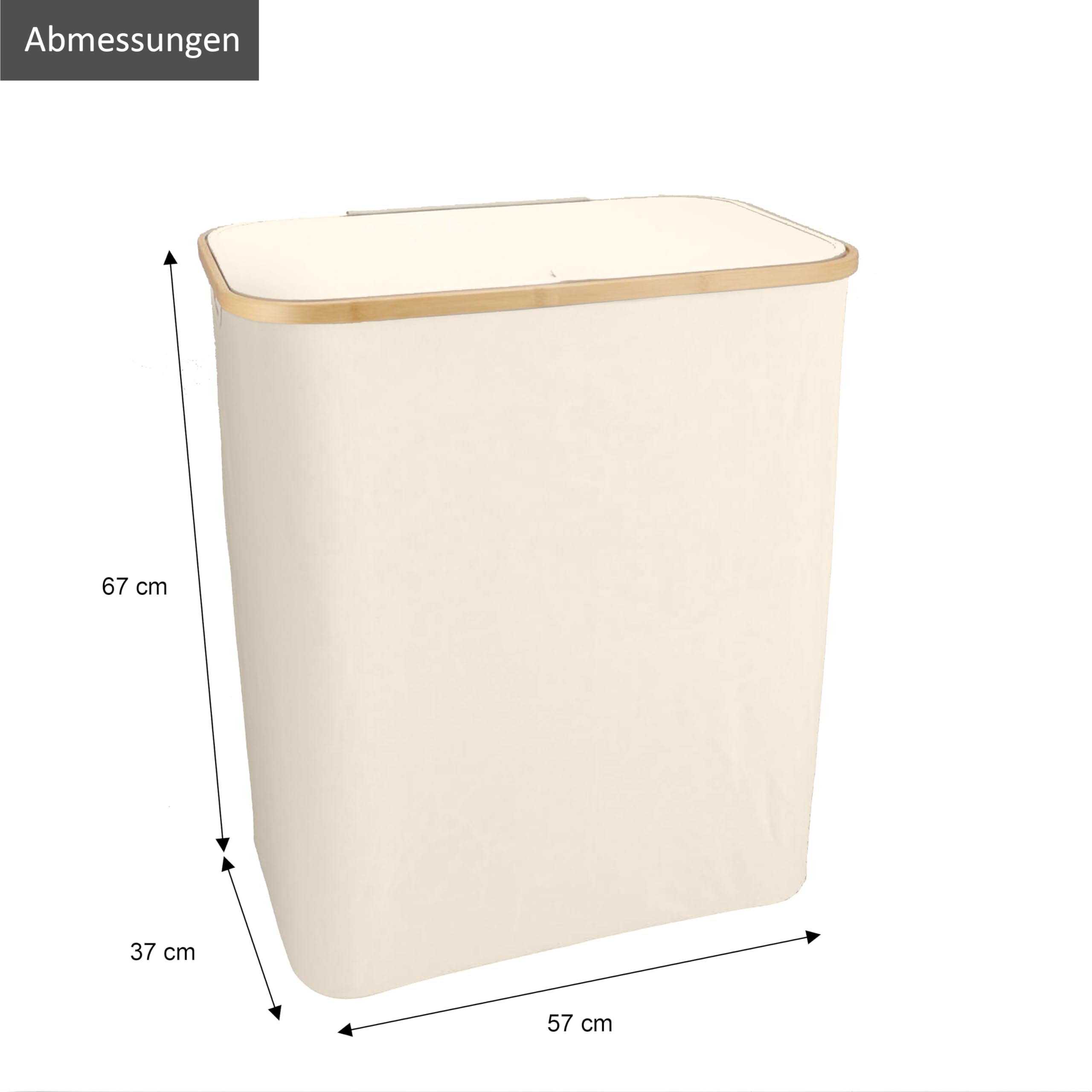Wäschekorb mit Deckel 145L - Beige - Wäschekorb 3 Fächer - Wäschesortierer 3 Fächer - Korb mit Deckel