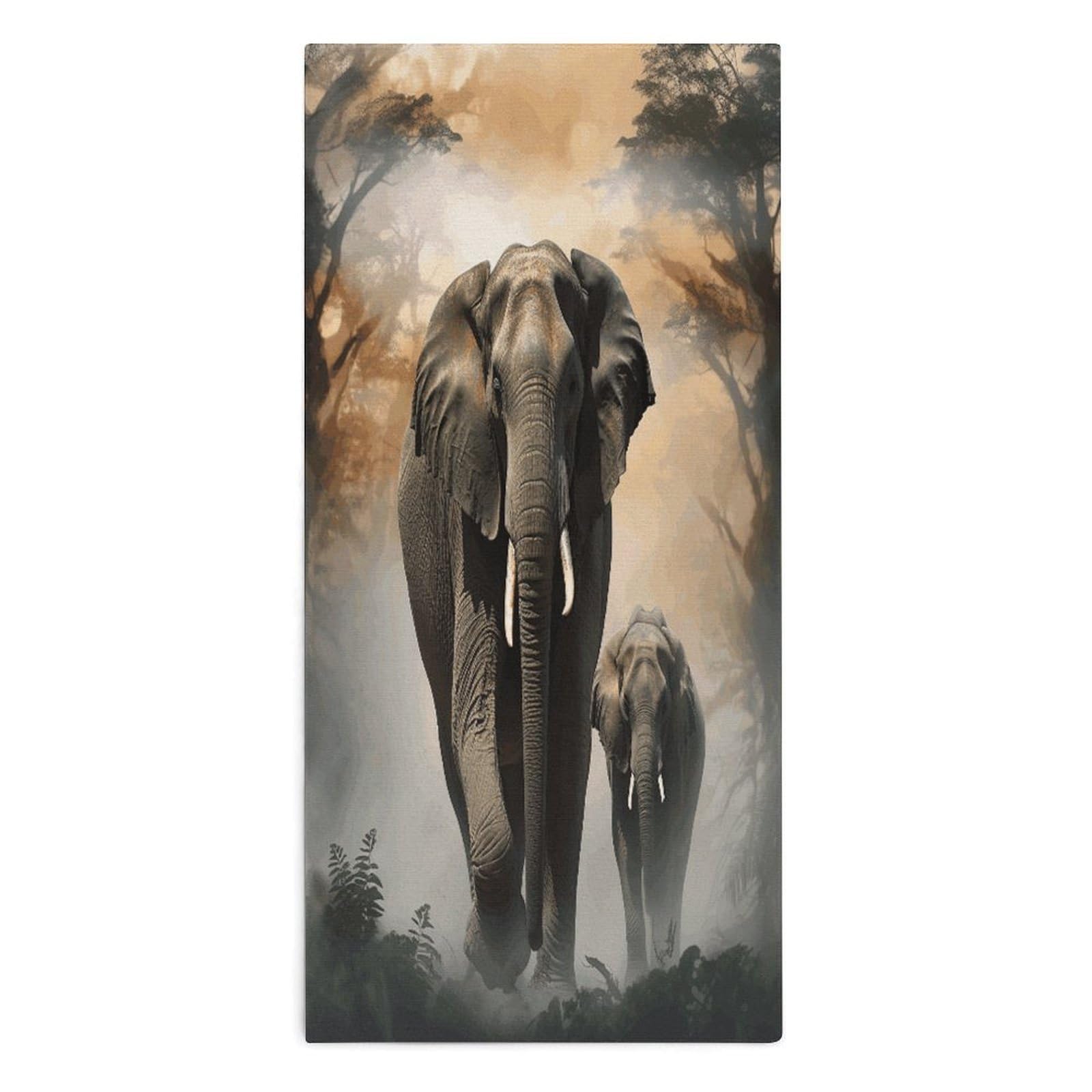 Fodpand Style Elephant In The Fog Microfiber Towels, Decorative Bath Towel Soft & Lightweight, Hand Towels Multipurpose Use For Bathroom, Pool, Gym, Spa, And Hotel Use