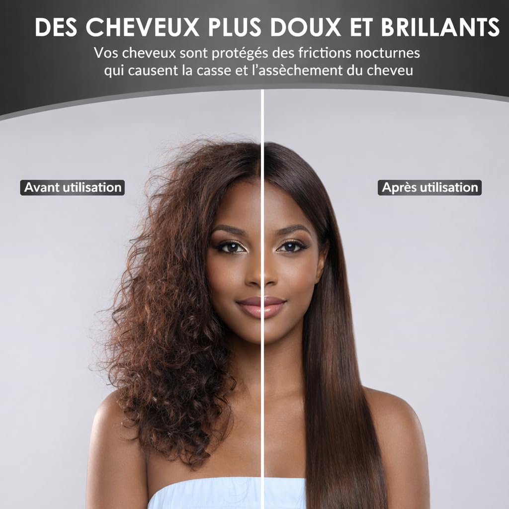 Bonnet de Nuit en Soie Naturelle de Mûrier- Femme-19 Mommes-Extra Large-Bandeau élastique– Charlotte Foulard De Sommeil- Pour les Cheveux Secs Cassants bouclés Afro Crépus–Night Silk Sleeping Cap