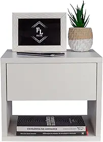 Mesa Cabeceira Suspensa 30cm Branca Gaveta Superior e Nicho - Enviamos Montado