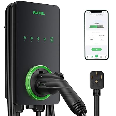 Autel Level 2 EV Charger 40 Amp Home Smart AI Electric Vehicle (EV) Charger, Wi-Fi and Bluetooth Enabled EVSE, with in-Body Holster and 25-Foot Cable NEMA 14-50 Plug(Dark Gray)