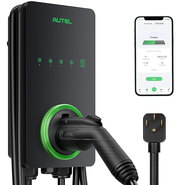 Autel Level 2 EV Charger 40 Amp Home Smart AI Electric Vehicle (EV) Charger, Wi-Fi and Bluetooth Enabled EVSE, with in-Body Holster and 25-Foot Cable NEMA 14-50 Plug(Dark Gray)