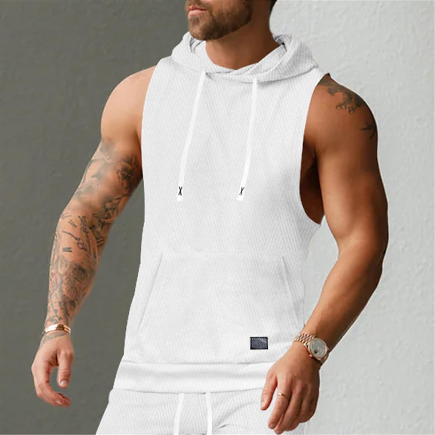 Men's Slim Fit Lightweight Sleeveless Hoodie Athletic Workout Vest for Fitness Training and Casual Wear