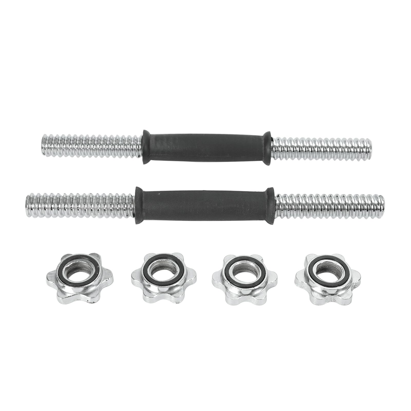 Threaded Dumbbell Rubber Chrome Handles Adjustable Dumbbell Bar Handles for Gym Workouts Exercise Weightlifting - Fit 1 inch