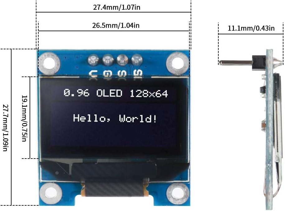 UMLIFE 10PCS 0.96" OLED Module 12864 128x64 OLED Display SSD1306 Driver I2C IIC Serial Self-Luminous Display Board Compatible with Arduino Raspberry PI (10PCS, Blue and Yellow)