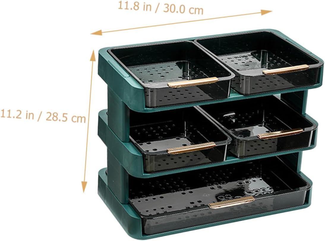 Three-Layer Detachable Vegetable Rack Kitchen Storage Shelf with Drainage Food Tray Holder for Hot Pot Side Plates, Green Stackable Organizer for Home Food Storage