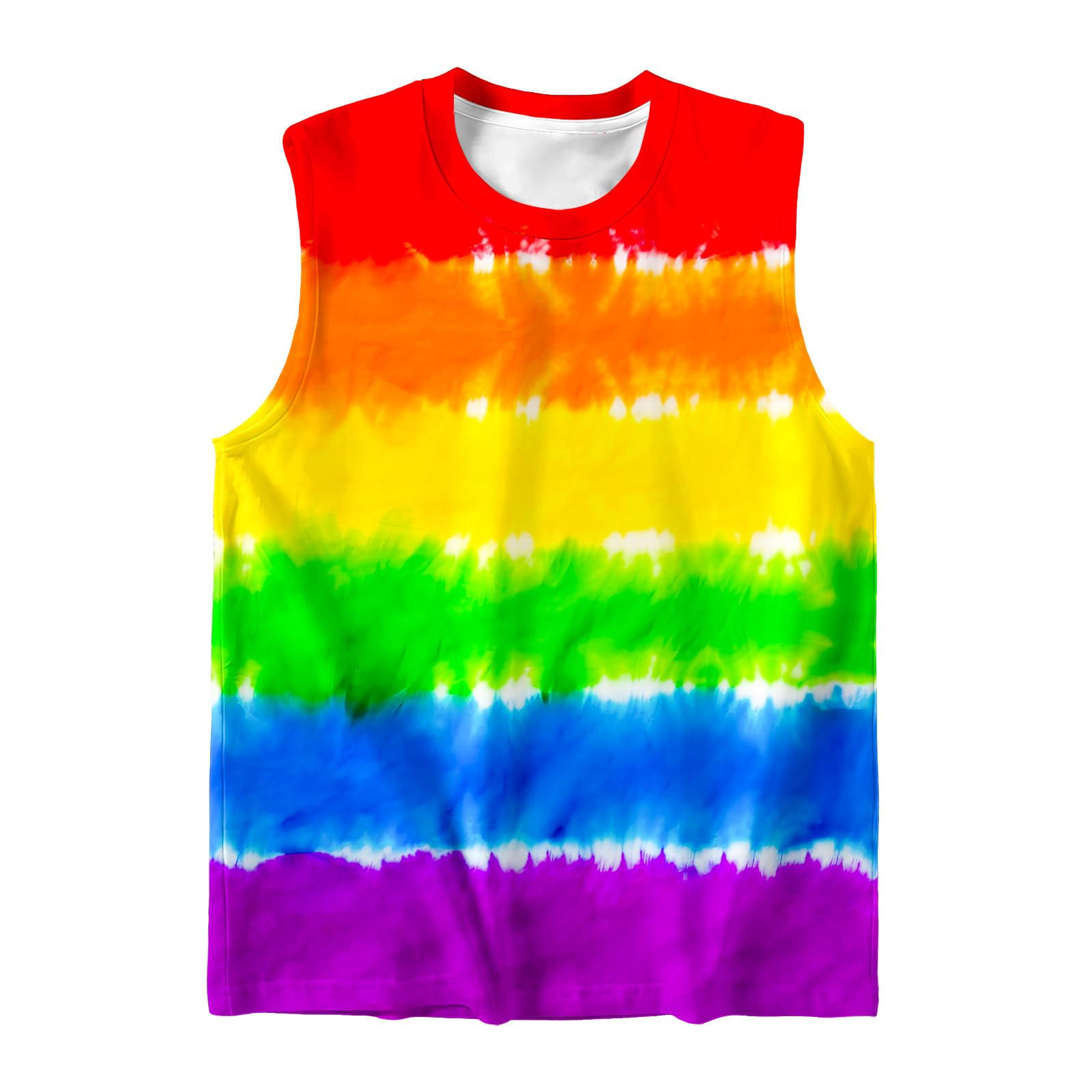 DMPROD Kids Tie Dye Shirt Size 5-14 Years Sleeveless T Shirts Children Tank Tops Hippies Senior Tees for Boys Girls