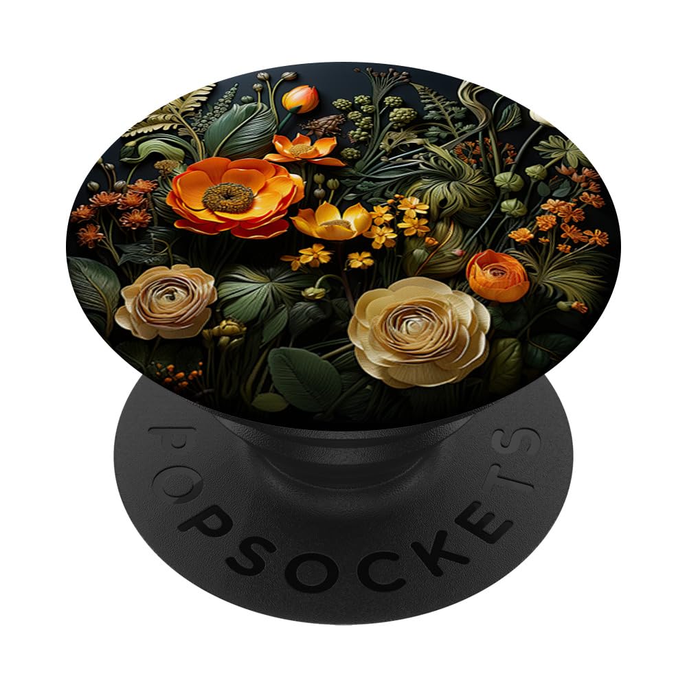 Floral Flower Beautiful Flowers and Leaves Green PopSockets Adhesive PopGrip
