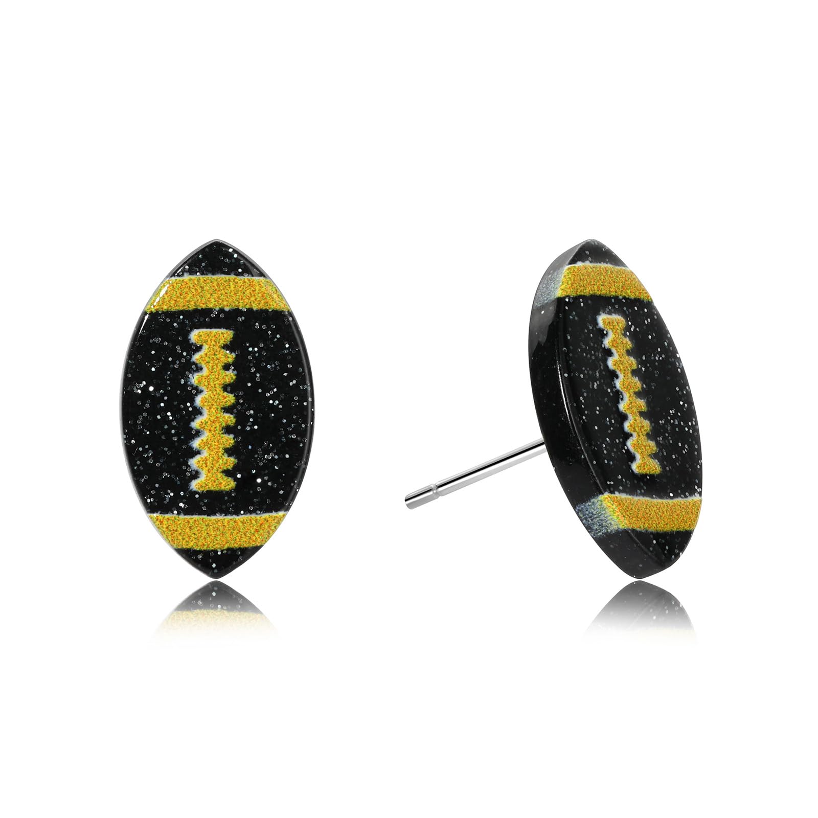 Gameday Football dangle Earrings for Women Glitter Team Color Jewelry for Football Mom Super Bowl Christmas Gift Idea Day to Day Wear Brown White Red White Stud Earrings Sports Fan Jewelry