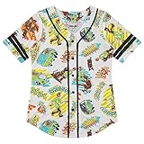 Scooby-Doo Ladies Baseball Jersey - Ladies Classic Cartoon Mesh Button Down Baseball Jersey - Scooby, Shaggy, Daphne, Velma Mesh Jersey (White Black, Large)