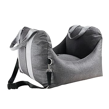 GG Enterprise Dog Car Seat with Storage Pocket Removable Pet Booster Seat Bag for Travel Charcoal Gray