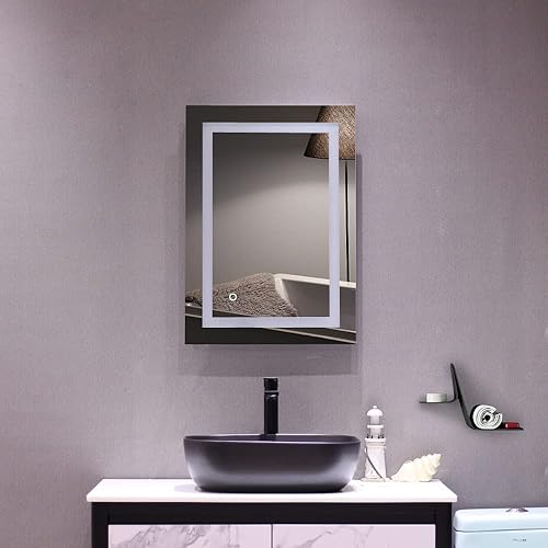Miniatura 4 de Espejo de baño con luces de 28 x 20 pulgadas, espejo de baño LED súper brillante, espejo de tocador montado en la pared, (verticalhorizontal),