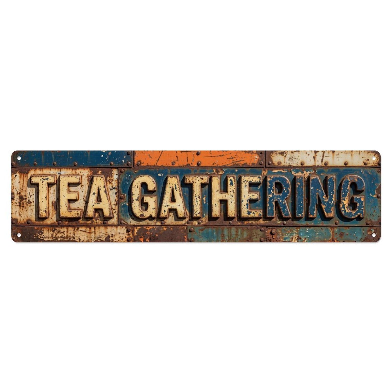 Tea Gathering Vintage Bar Metal Tin Skinny Sign Plaque Wall Decor for Cafe, Club Bar, Office, Home Garden Metal Poster 4x16Inch