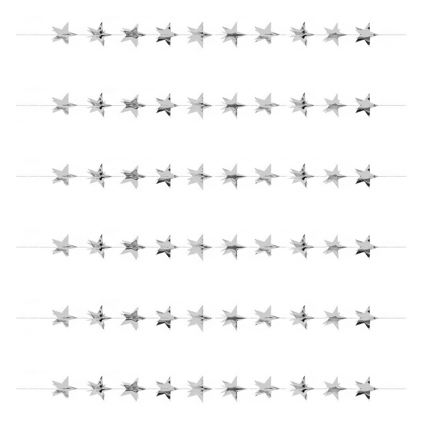 Nvoqilin Silver Shimmering 3D Star Garlands Decoration For Christmas Wedding Birthday Party Decoration Backdrop Accessories Parties Anniversaries Backdrop