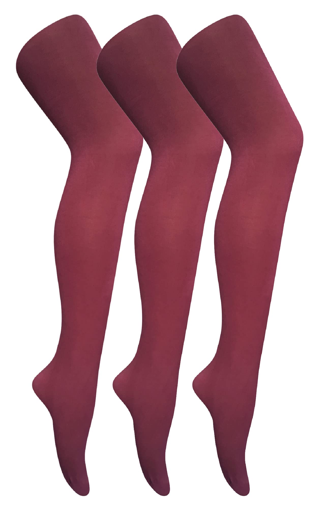 Sock Snob Women's Burgundy 3 Pair Multipack Coloured Opaque 80 Denier Tights Plain Block Colour Tights (M, )