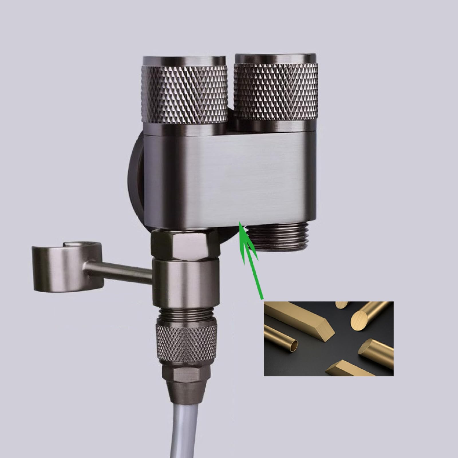 Kit Pulverizador Bidé Cabezal Ducha Bidet para WC Latón Montado En La Pared con Válvula Desviadora Y Soporte Adecuado para Descarga De Drenaje De Suelo,Gris Pistola