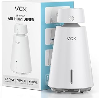 Portable Mini Humidifier, VCK 600ml Small Humidifier for Bedroom, USB Personal Desktop Cool Mist Humidifier for Plants,Office,Car,Travel,Baby with 2 Mist Modes & Night Light,Super Quiet Air Humidifier