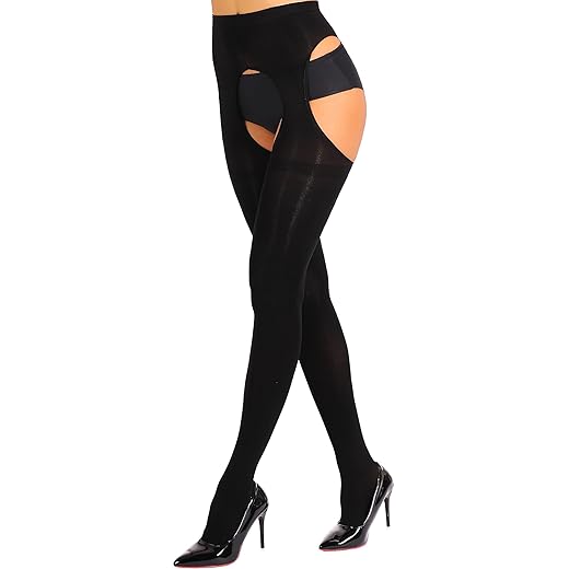 HONENNA Women's Suspender Tights Sexy Garter Belt Stockings High Waist Control Top Pantyhose