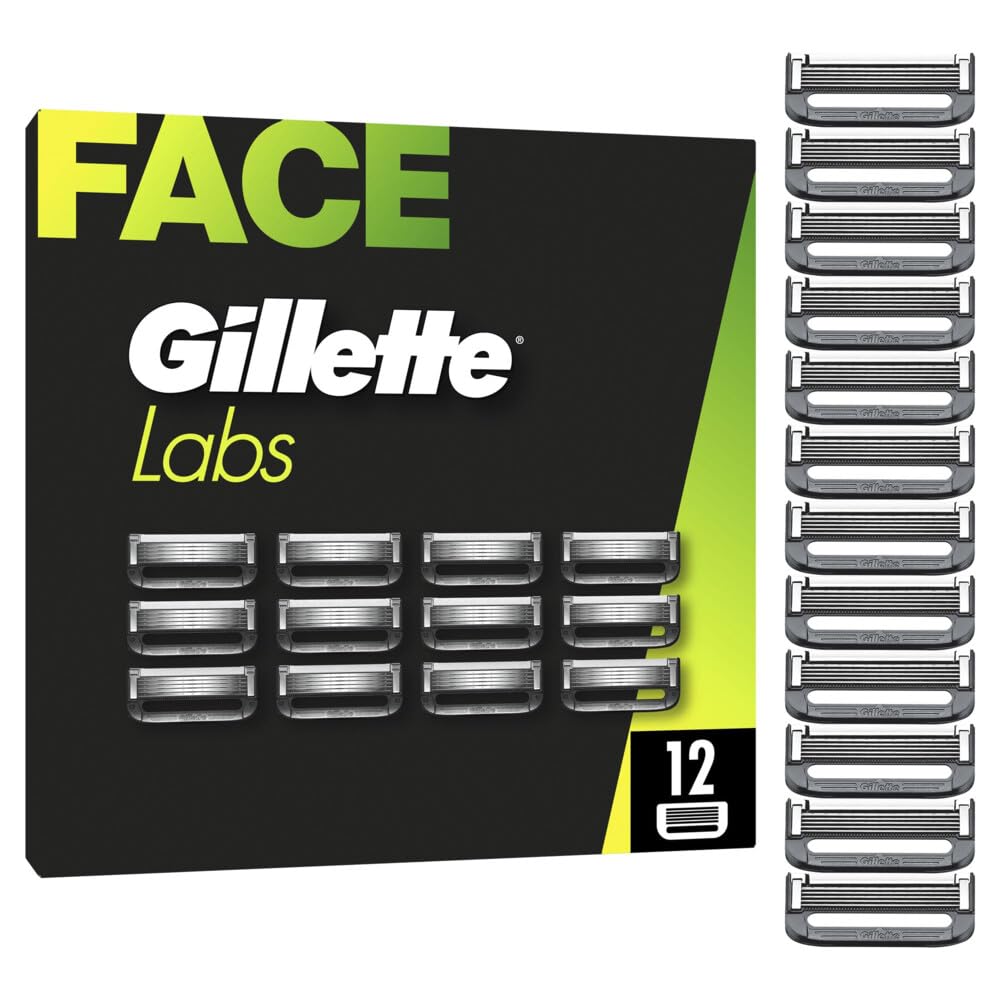 GilletteLabs 12 sztuk żyletek do maszynek do golenia GilletteLabs With Exfoliating Bar i Heated Razor, żyletki firmy Gillette