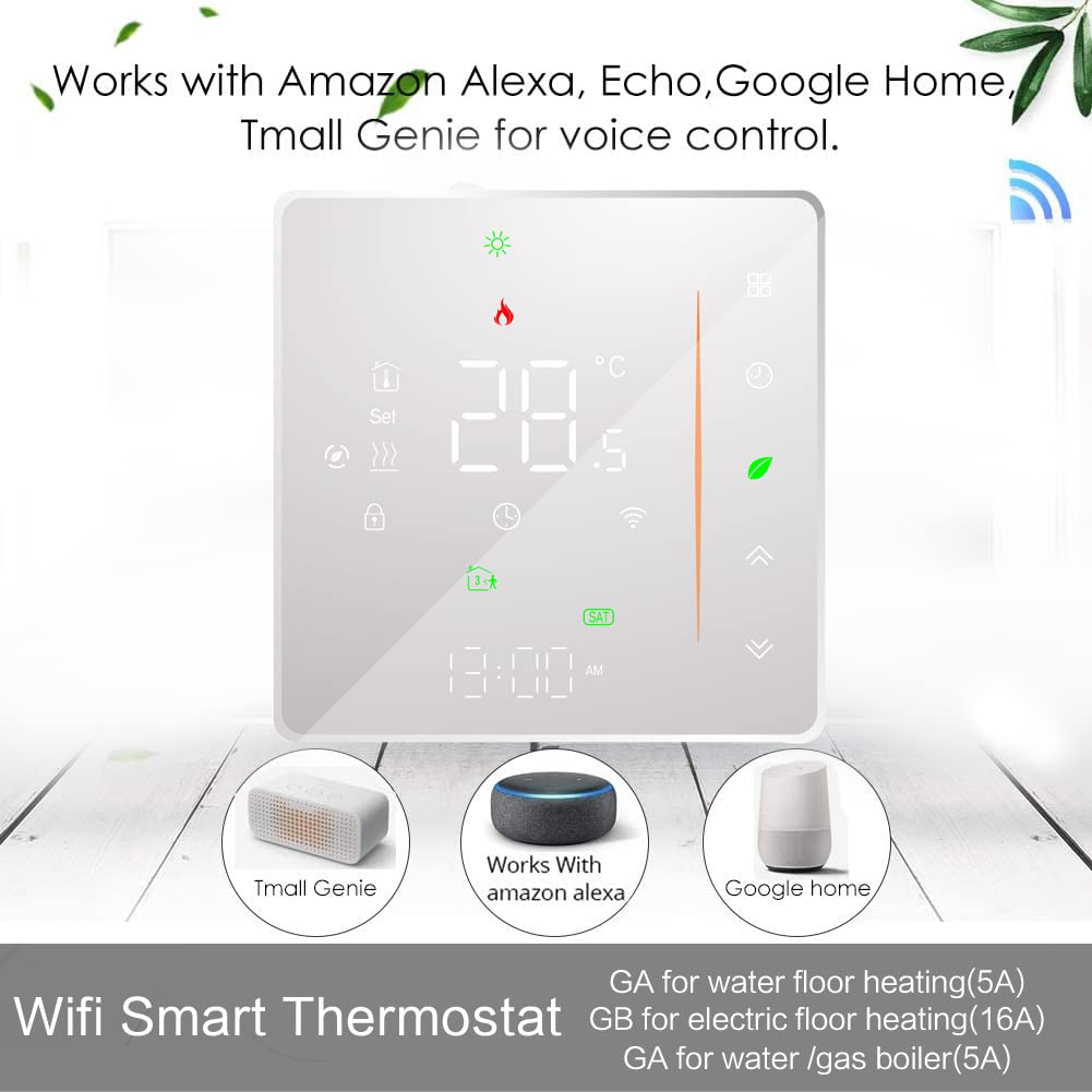 Termostato Smart Wifi Caldaia a gas/acqua Riscaldamento Termostato ambiente Telecomando Regolatore di temperatura programmabile digitale Umidità Tuya Funziona con Amazon Alexa Google Home 95~240VAC