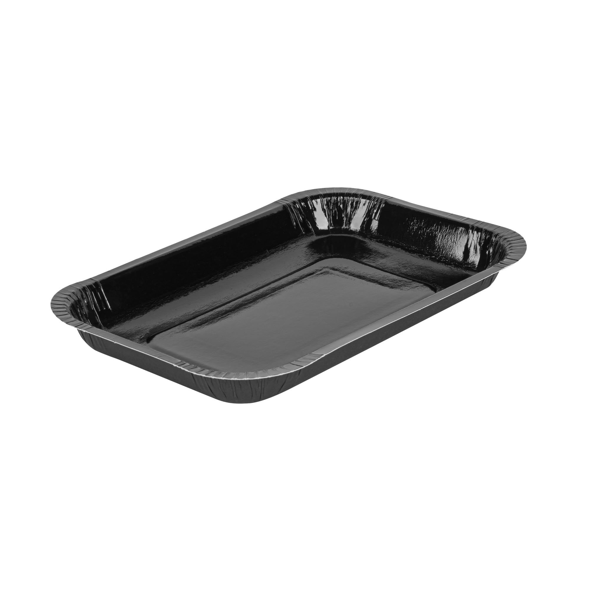 Restaurantware - Teglie da forno rettangolari da 20 x 14 x 2,5 cm, 100 teglie usa e getta - Coperchi venduti separatamente, in cartone nero, 680 g, congelabili, per brownies
