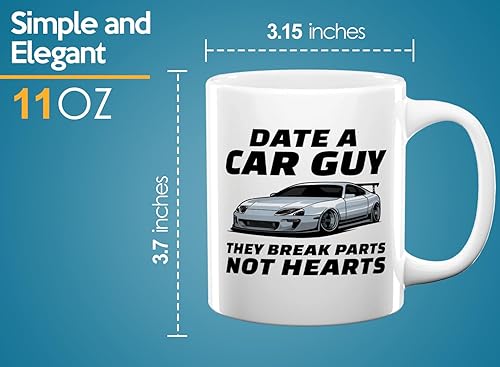 Miniatura 6 de Carguy Taza de café de 11 onzas, color blanco, cita con un chico de coche, tehy romper partes, no corazones, divertido sarcasmo amante de los autos,