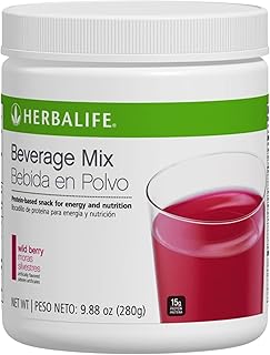 HERBALIFE Beverage Mix: Wild Berry 9.88 Oz.(280g) Protein-Based Snack For Energy and Nutrition, Helps satisfy hunger cravings between meals, 0 Sugar, Naturally Flavored