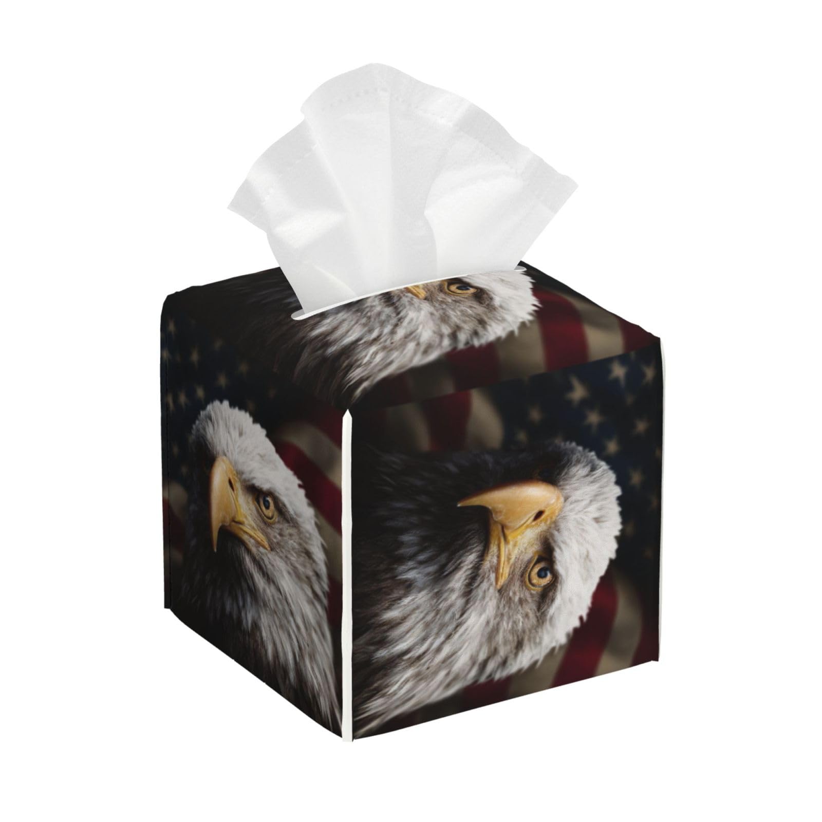 America Flag and Eagle Tissue Box Cover Square Cube Boxes