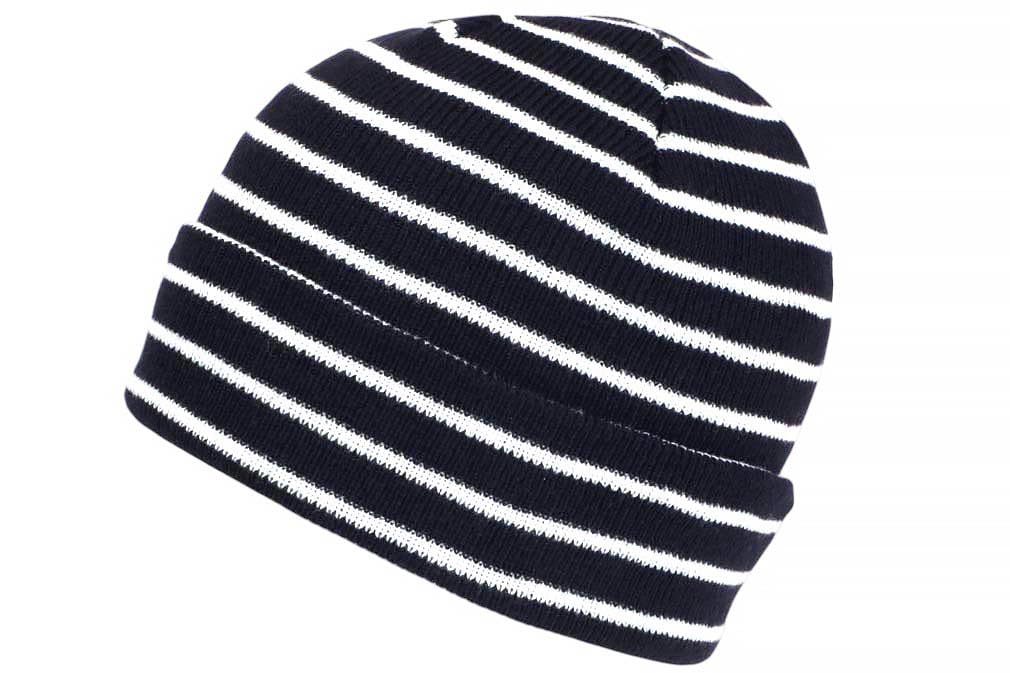 Bonnet Marin Enfant Style Breton, Rayures Bleues, Tricot en Laine, Elfenn