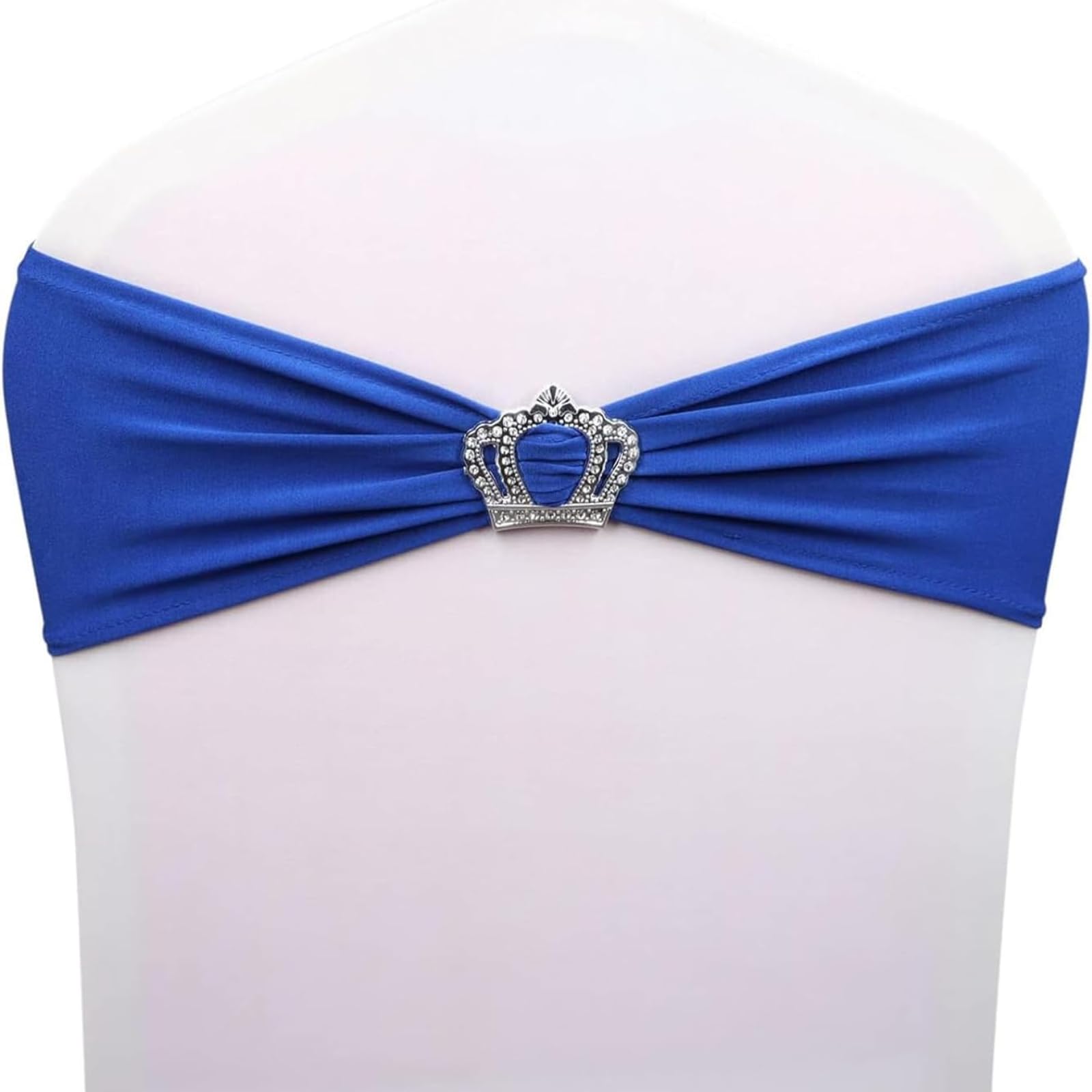Spandex Chair Sashes 50pc Blue Elastic Chair Sashes with Bow tie and Crown Buckle,Suitable for Decoration at Receptions, Parties,Events,Banquets, and Wedding Banquets