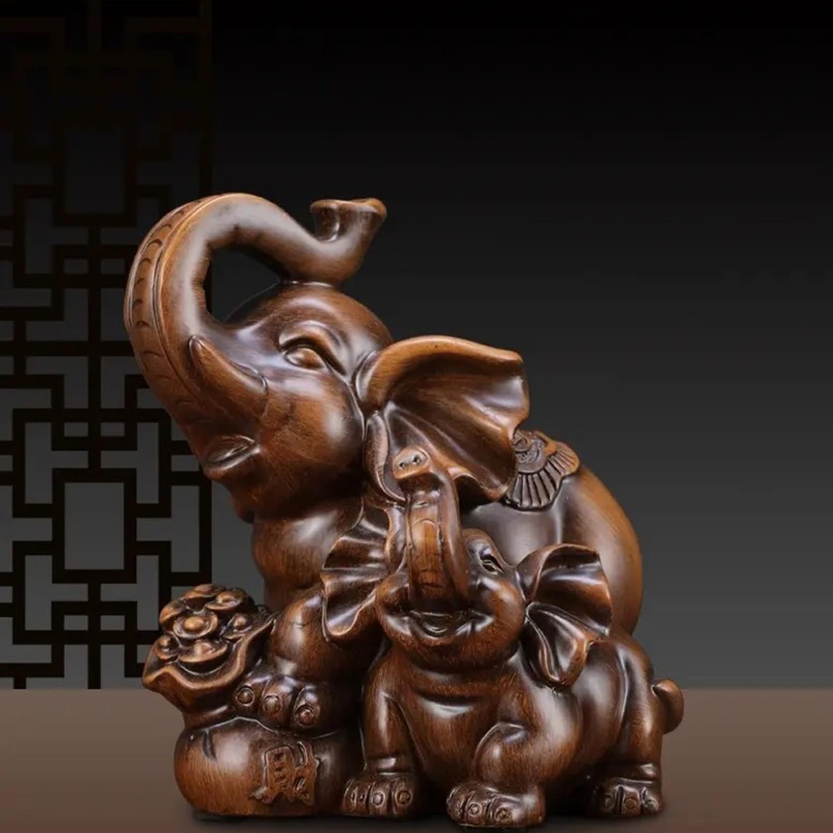 象 ゾウ 置物 オブジェ ゴールド 金 2個セット 豪華 装飾 富 繁栄 樹脂