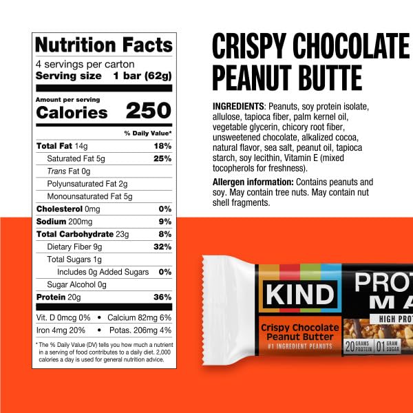 KIND Protein MAX Bars Variety Pack, Gluten Free, Low Sugar, High Fiber Snacks, Sweet & Salty Caramel Peanut Crisp, Crispy Chocolate Peanut Butter, 20g Protein, 12 Count