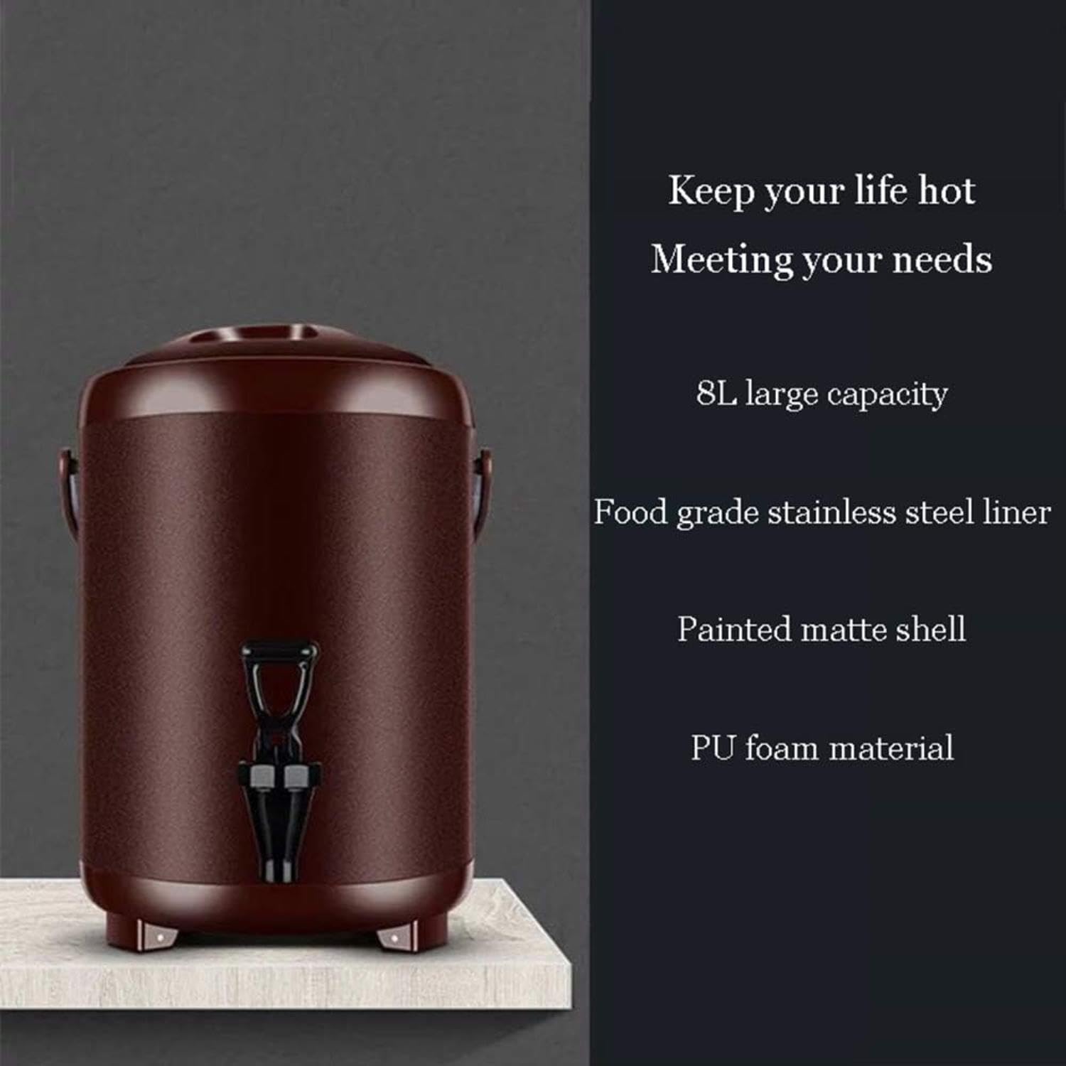 Dispensador De Bebidas Aislado De Acero Inoxidable Con Grifo - Capacidad 10L, Mantiene Frío/calor 12 Horas, Ideal Para Cafeterías Y Fiestas