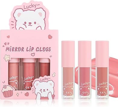 Lip Gloss Set, 3PCS Lipgloss Gift Sets, Plumping Tinted Lip Balm, Long-Lasting Lip Tint, Non-sticky Hydrating Moisturizing Lip Stain Make up Gift Set for Women Girls