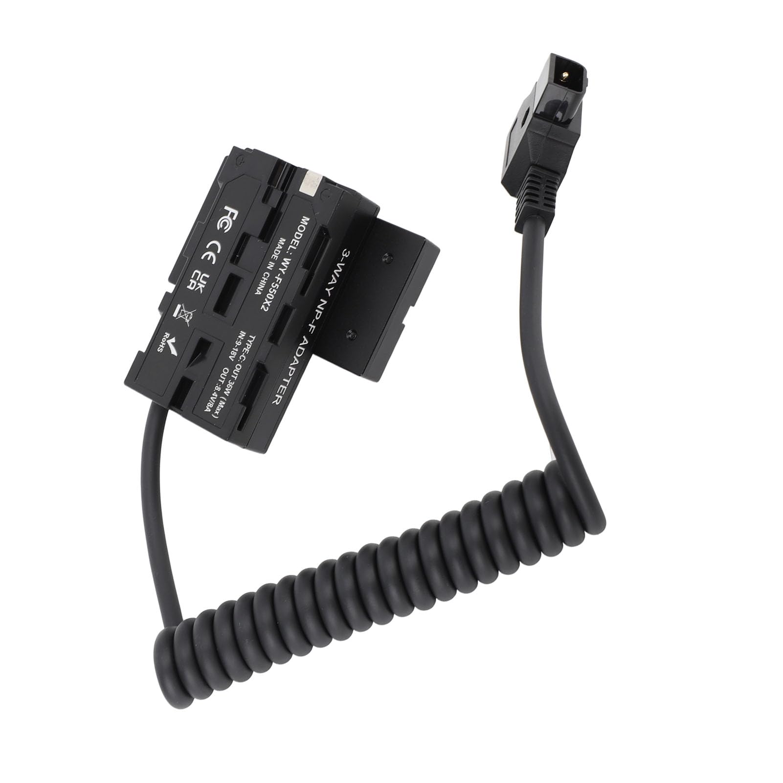 D Tap NP F550 - Adattatore di alimentazione efficiente per batteria fittizio monitor fotocamere tripla uscita adatto per la presa di vista interna ed esterna ABS metallo