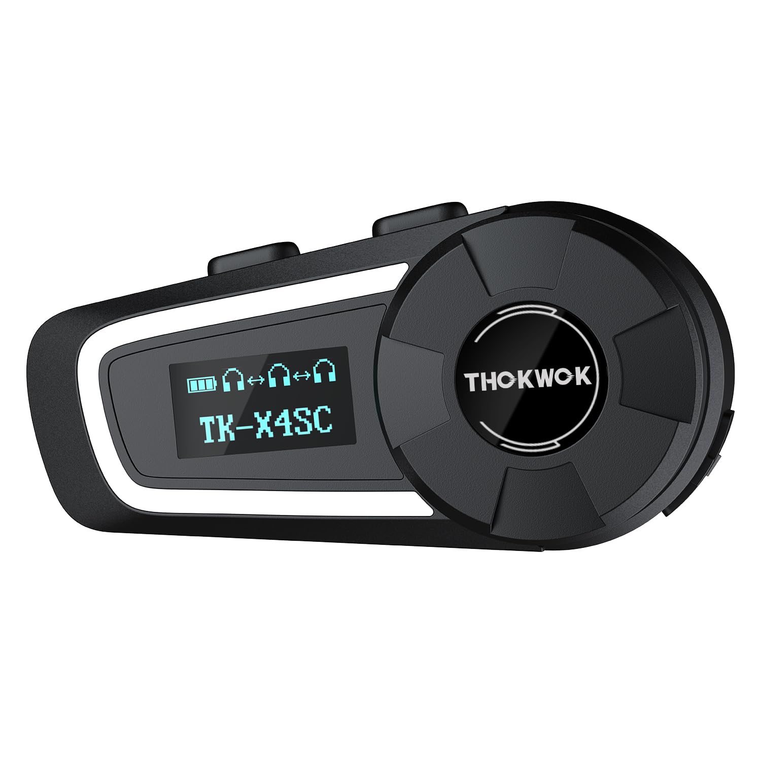 THOKWOK TK-X4SC Motorcycle Bluetooth Headset Up to 6 Riders, 2000m Helmet Intercom with Music Share/Top-Tier Noise Reduction/LED Screen,Universal Communication System Headphones(1 Pack)