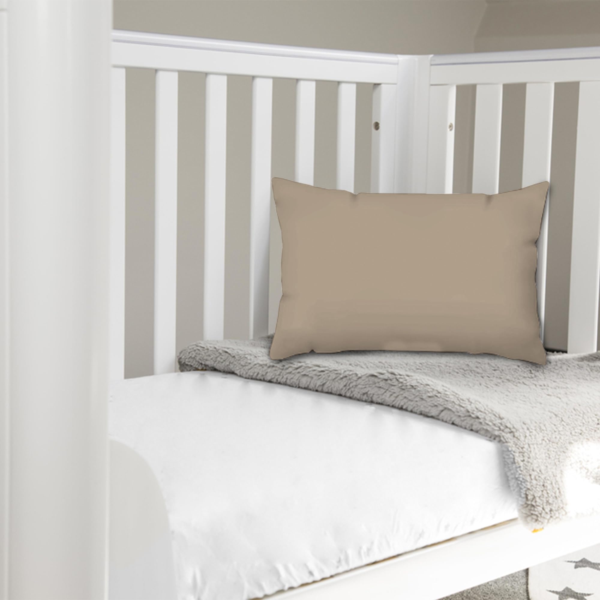 Pizuna Crib Pillow Cover 40x60cm Simply Taupe, 2pc 400 Thread Count 100% Long Staple Cotton Highly Breathable Sateen Weave Baby Toddler Pillow Cases For Boys And Girls By