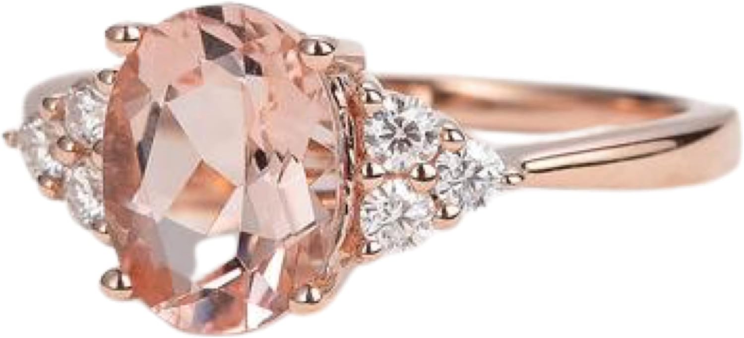Oval Morganite Engagement Ring For Women Rose Gold Sterling Silver Ring Morganite Jewelry Morganite Ring For Her