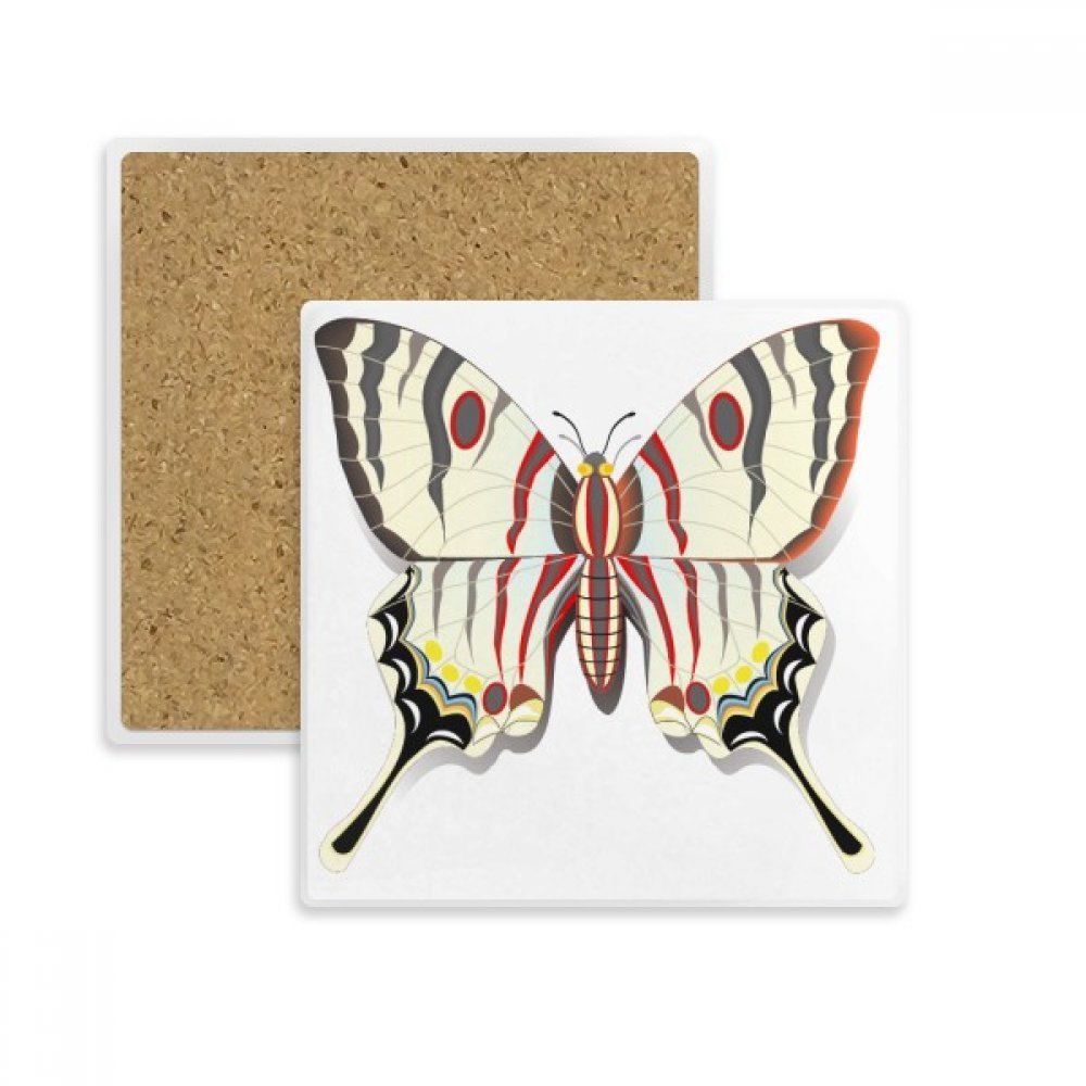 Coaster Papillon absorbant en pierre carrée multicolore pour verres et tasses