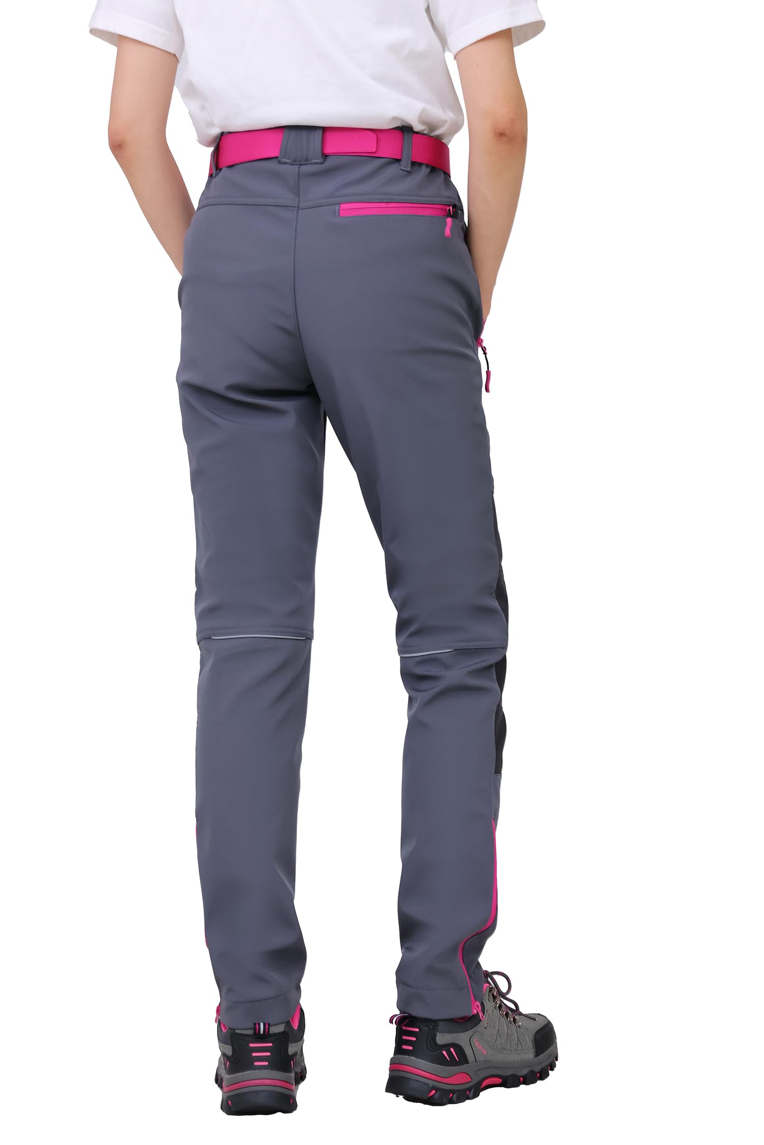 Work Idea - Pantaloni da donna per escursioni impegnative, in materiale impermeabile, taglio elastico, calore invernale, cerniere a contrasto e molto altro ancora