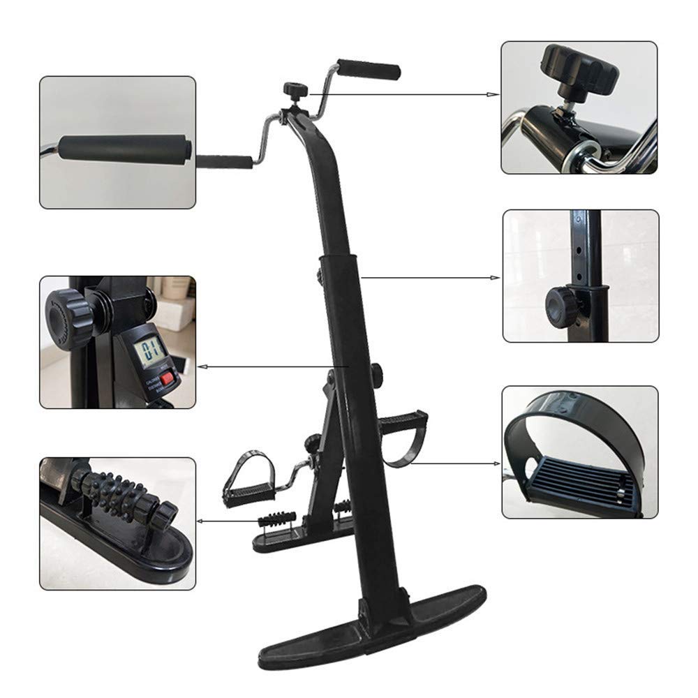 Mini bicicleta estática con pedal de fitness para ejercicio de recuperación de piernas, brazos y rodillas con pantalla LCD y rodillo de masaje de pies, equipo de rehabilitación de resistencia ajustabl